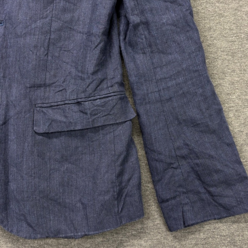 H&M Blazer Mens 34R Slim Fit Navy Linen Sport Coat Two Button Lightweight Casual - Picture 2 of 13